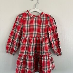 Red Plaid Long Sleeve Dress